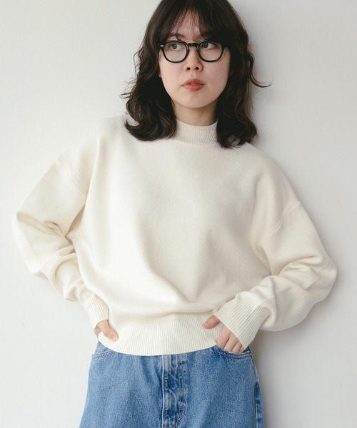 B:MING by BEAMS（ビーミングバイビームス）の「アンゴラ混 ストレッチ ニット プルオーバー (手洗い可)（ニット/セーター・レディース・ライトベージュ/ネイビー/ブルー/オフホワイト・ONE SIZE）」の2枚目の写真