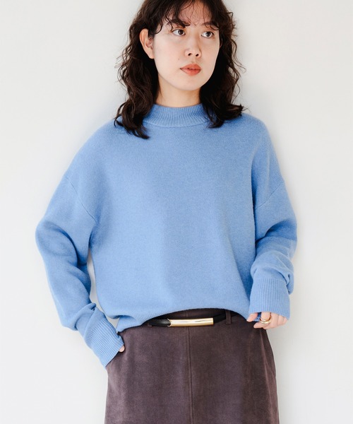 B:MING by BEAMS（ビーミングバイビームス）の「アンゴラ混 ストレッチ ニット プルオーバー (手洗い可)（ニット/セーター・レディース・ライトベージュ/ネイビー/ブルー/オフホワイト・ONE SIZE）」の4枚目の写真