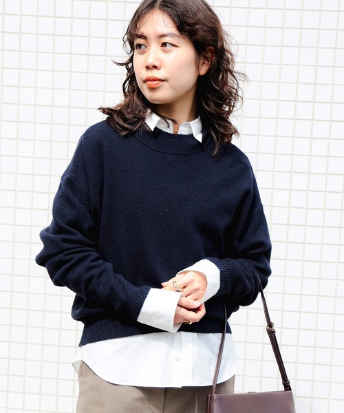 B:MING by BEAMS（ビーミングバイビームス）の「アンゴラ混 ストレッチ ニット プルオーバー (手洗い可)（ニット/セーター・レディース・ライトベージュ/ネイビー/ブルー/オフホワイト・ONE SIZE）」の7枚目の写真