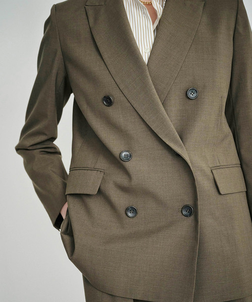 N.O.R.C(ノーク)の「ピークドラペルダブルジャケット【CLEAN MOTION】(テーラードジャケット・レディース・ブラウン/ブラック/ストライプ・S/M)」の14枚目の写真