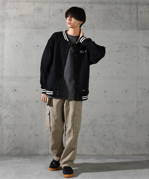 Dickies(ディッキーズ)の「【neos】GENUINE DICKIES ジェニュイン ディッキーズ ロゴ 刺繍 ポンチ スタジアム ジャンパー(スタジャン・メンズ・チャコールグレー/ブラック/グリーン・MEDIUM/LARGE/X-LARGE)」の5枚目の写真