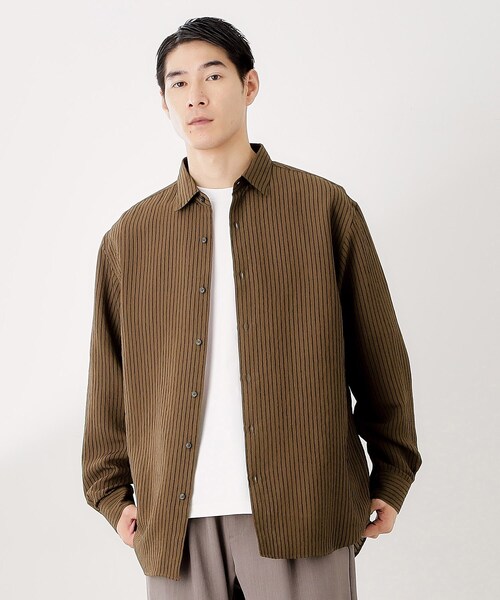 THE SHOP TK （ザ ショップ ティーケー ）の「◆チェック＆ストライプ アソート長袖シャツ【洗濯機OK】（シャツ/ブラウス・メンズ・ブラウン系その他3/ネイビー系1/ブラウン系その他2/ブルーグリーン・02/03/04）」の2枚目の写真