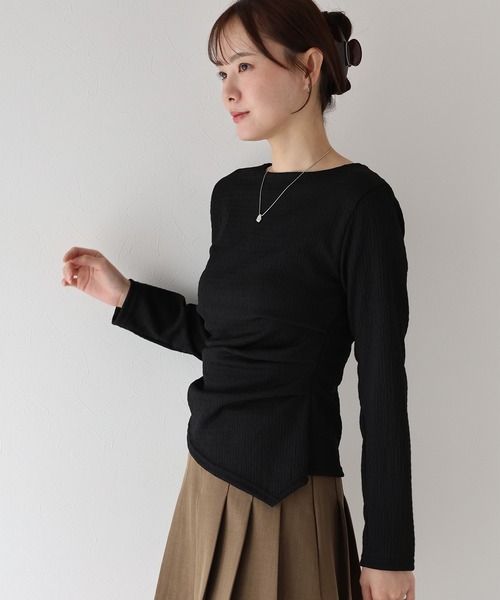 BLUEEAST(ブルーイースト)の「サイドタックジャガードカットソー(Tシャツ/カットソー・レディース・ブラック/アイボリー/ベージュ・MEDIUM)」の19枚目の写真