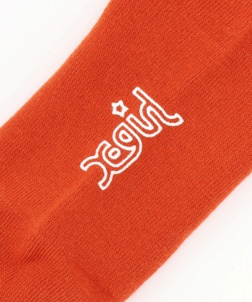 X-girl Stages（エックスガールステージス）の「総柄ロゴハイソックス（ソックス/靴下・キッズ・オフホワイト/ブラック/オレンジ・15-17cm/17-19cm/19-21cm）」の5枚目の写真