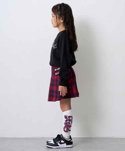 X-girl Stages（エックスガールステージス）の「総柄ロゴハイソックス（ソックス/靴下・キッズ・オフホワイト/ブラック/オレンジ・15-17cm/17-19cm/19-21cm）」の9枚目の写真