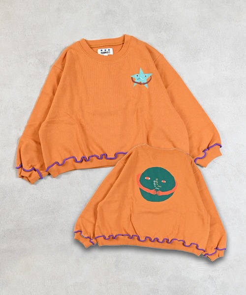 MARKEY'S（マーキーズ）の「マエウシロプリントトレーナー（スウェット・キッズ・オレンジ/サンドベージュ/オフホワイト/ライトブルー・80/90/95/100/110/120/130/140/150）」の4枚目の写真