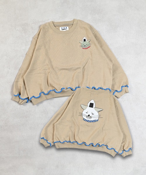 MARKEY'S（マーキーズ）の「マエウシロプリントトレーナー（スウェット・キッズ・オレンジ/サンドベージュ/オフホワイト/ライトブルー・80/90/95/100/110/120/130/140/150）」の3枚目の写真