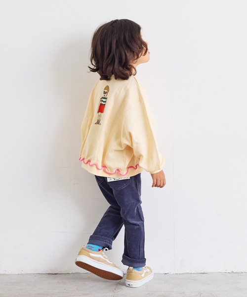 MARKEY'S（マーキーズ）の「マエウシロプリントトレーナー（スウェット・キッズ・オレンジ/サンドベージュ/オフホワイト/ライトブルー・80/90/95/100/110/120/130/140/150）」の5枚目の写真