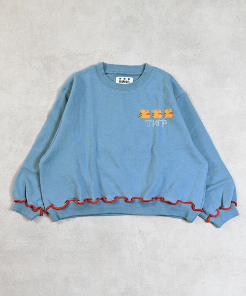 MARKEY'S（マーキーズ）の「マエウシロプリントトレーナー（スウェット・キッズ・オレンジ/サンドベージュ/オフホワイト/ライトブルー・80/90/95/100/110/120/130/140/150）」の6枚目の写真