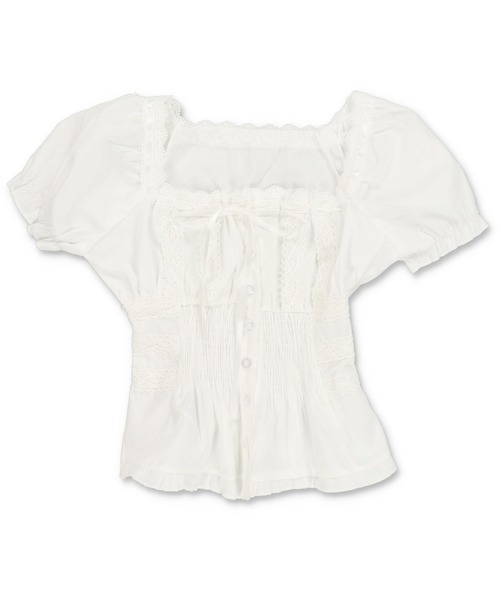 SPINNS（スピンズ）の「スクエアネック半袖ブラウス/リボン（シャツ/ブラウス・レディース・オフホワイト・ONESIZE）」の18枚目の写真