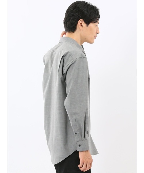 m.f.editorial(エムエフエディトリアル)の「シャツ メンズ 長袖 ストレッチ ウール混 レギュラーカラー ゆったり オーバーサイズ イタリア生地 国内縫製(シャツ/ブラウス・メンズ・ダークウッド/グレー・MEDIUM/LARGE)」の5枚目の写真