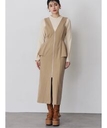 MURUA | フロントZIPペプラムジャンパースカート(ジャンパースカート)