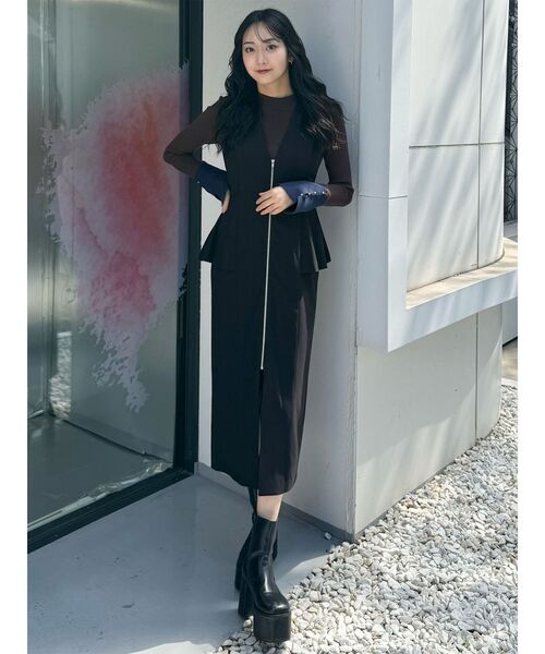 MURUA(ムルーア)の「フロントZIPペプラムジャンパースカート(ジャンパースカート・レディース・ブラック/グレー/ブラウン/ベージュ・1/2)」の16枚目の写真