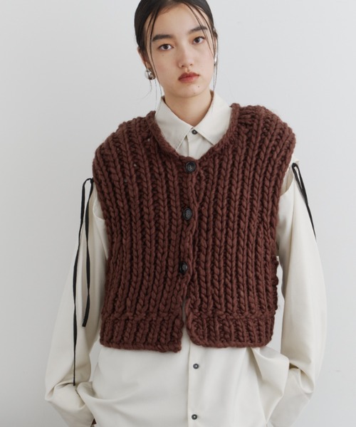 ウールブレンドロービングハンドニットベスト（ベスト）｜DFFUR