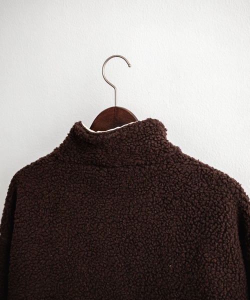 Rocky Monroe（ロッキーモンロー）の「新色追加 2Wayリバーシブル 両A面オーバーサイズワンポイントサークルロゴ刺繍スタンドネックボアブルゾン（ブルゾン・メンズ・グレー/ブラック/アイボリー/ワイン/チャコール/ネイビー/ブラウン/ブラック系/ベージュ・M/L/XL）」の17枚目の写真