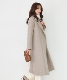 【未使用に近い】カシミア100％ ロングコート チェスターコート薄いベージュ♪ カシミヤコート カシミヤ100%」に該当するレディースのジャケット