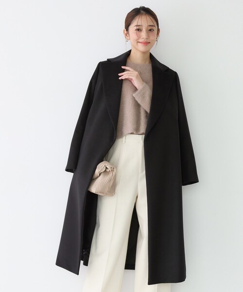 COUP DE CHANCE（クードシャンス）の「【カシミヤ100％／日本製】ロングガウンコート（チェスターコート・レディース・ブラック/ベージュ系その他2・38）」の2枚目の写真