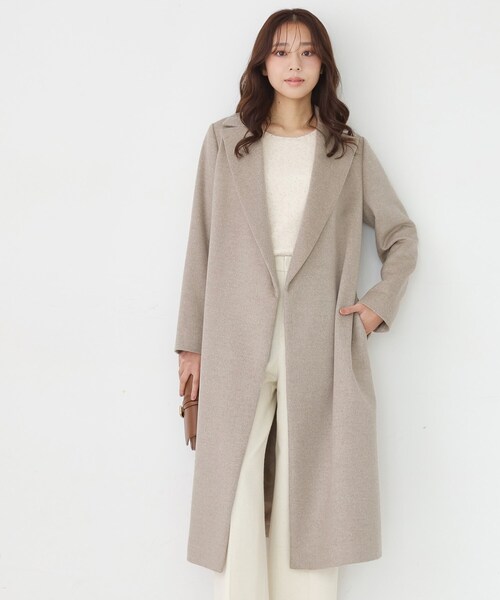COUP DE CHANCE（クードシャンス）の「【カシミヤ100％／日本製】ロングガウンコート（チェスターコート・レディース・ブラック/ベージュ系その他2・38）」の9枚目の写真