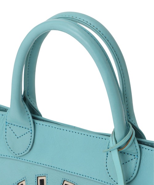 AVIREX 水色 ハンドバッグ VARSITY LEATHER MINI TOTE BAG/バーシティー レザー ミニ トート
