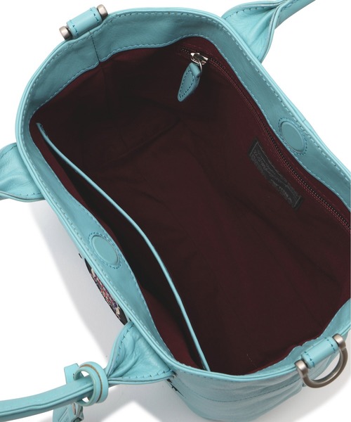 AVIREX(アヴィレックス)の「VARSITY LEATHER MINI TOTE BAG/バーシティー レザー ミニ トートバッグ(トートバッグ・レディース・ターコイズブルー/ブラック・F)」の18枚目の写真