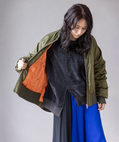 OSMOSIS（オズモーシス）の「ギャザージップブルゾン（ブルゾン・レディース・グレー/カーキ/ブラック・ONE SIZE）」の11枚目の写真