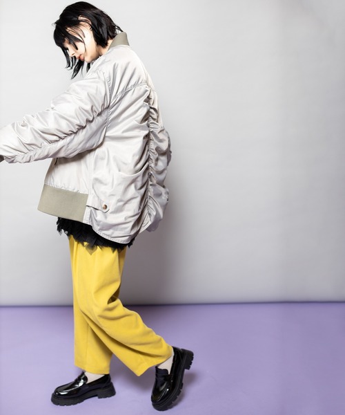 OSMOSIS（オズモーシス）の「ギャザージップブルゾン（ブルゾン・レディース・グレー/カーキ/ブラック・ONE SIZE）」の5枚目の写真