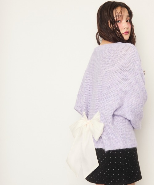 Nadana(ナダナ)の「バックリボンニットプルオーバー(ニット/セーター・レディース・グレー/ホワイト/ライトパープル・FREE)」の9枚目の写真