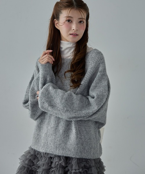 Nadana(ナダナ)の「バックリボンニットプルオーバー(ニット/セーター・レディース・グレー/ホワイト/ライトパープル・FREE)」の22枚目の写真