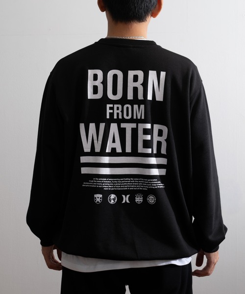 Hurley (ハーレー)の「【Hurley:ハーレー】バックプリントロゴスウェット トレーナー 吸水速乾 SWEAT BFW CREW(スウェット・メンズ・ブラック/ブラウン・MEDIUM/X-LARGE/LARGE/SMALL)」の1枚目の写真