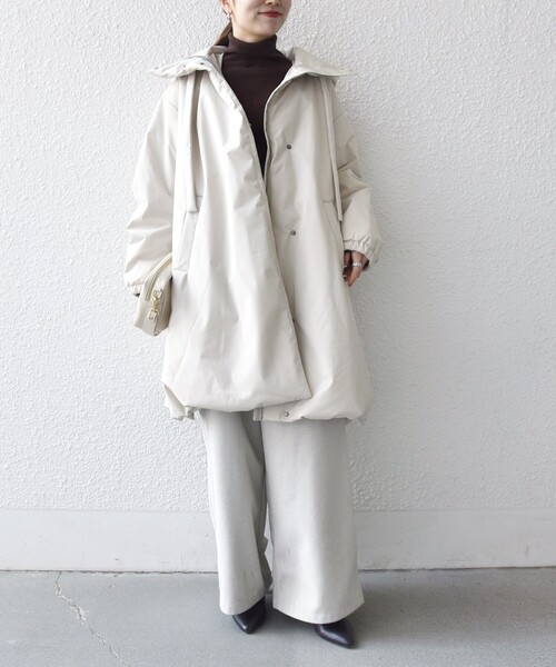 CADUNE ホワイトフード付きAラインコート 36 CADUNE ホワイトフード付きAラインコート 36