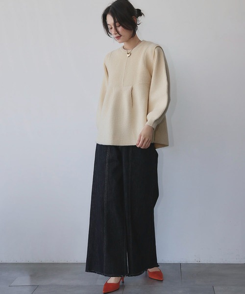 ELFRANK（エルフランク）の「ボリュームスリーブ ペプラム ニット プルオーバー（ニット/セーター・レディース・モカ/グレー/アイボリー・M/L）」の11枚目の写真