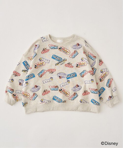 b・ROOM（ビールーム）の「【Disney】【毛玉バイバイ裏毛】ミッキー＆フレンズ/総柄スウェット（スウェット・キッズ・トップグレー/ラベンダー/オートミール・150cm/120cm/130cm/140cm/100cm/110cm）」の4枚目の写真