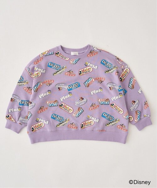 b・ROOM（ビールーム）の「【Disney】【毛玉バイバイ裏毛】ミッキー＆フレンズ/総柄スウェット（スウェット・キッズ・トップグレー/ラベンダー/オートミール・150cm/120cm/130cm/140cm/100cm/110cm）」の5枚目の写真