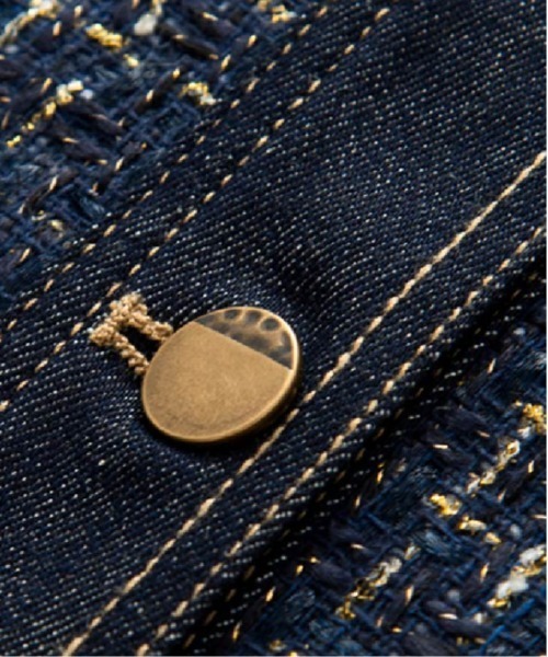 LA POMME petit(ラポミ・プチ)の「Tweed Stitching Denim Jacket(デニムジャケット・レディース・ブルー・SMALL/MEDIUM/LARGE)」の4枚目の写真