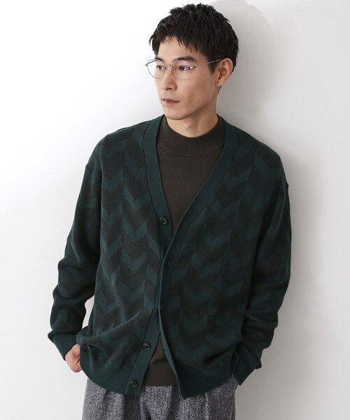 THE SHOP TK (ザ ショップ ティーケー )の「ヘリンボンニットカーディガン(カーディガン/ボレロ・メンズ・チャコールグレー/ブルーグリーン/ボルドー・02/03/04)」の2枚目の写真