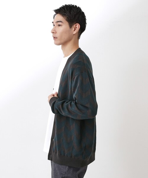 THE SHOP TK (ザ ショップ ティーケー )の「ヘリンボンニットカーディガン(カーディガン/ボレロ・メンズ・チャコールグレー/ブルーグリーン/ボルドー・02/03/04)」の4枚目の写真