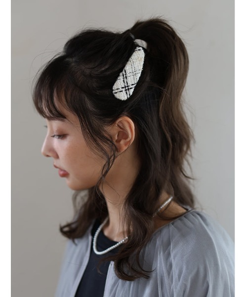 Edit Sheen（エディットシーン）の「ツイードデザインヘアピン（ヘアゴム・レディース・ホワイト/ホワイト系その他/ブラック・FREE）」の4枚目の写真