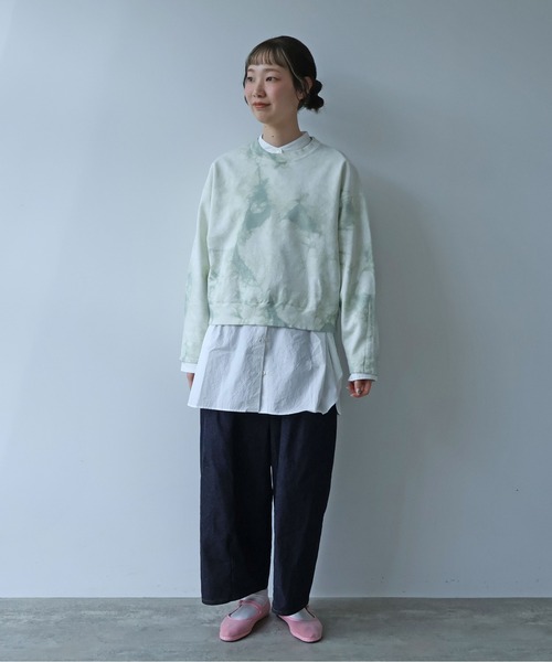 yuni(ユニ )の「●highcount コットン裏毛 ムラ染め short プルオーバー(スウェット・レディース・パープル/グリーン・FREE)」の3枚目の写真