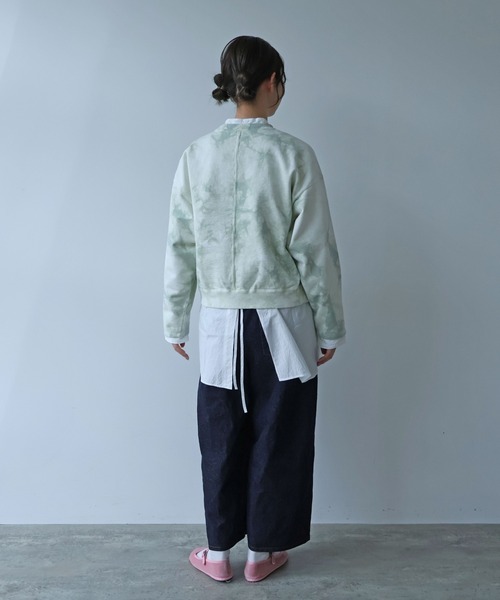 yuni(ユニ )の「●highcount コットン裏毛 ムラ染め short プルオーバー(スウェット・レディース・パープル/グリーン・FREE)」の6枚目の写真