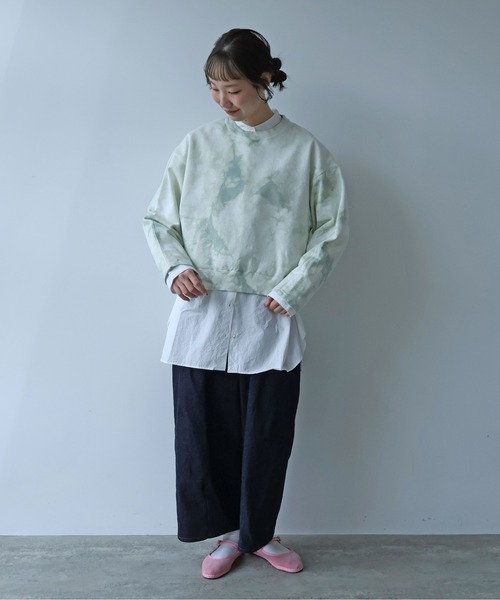 yuni(ユニ )の「●highcount コットン裏毛 ムラ染め short プルオーバー(スウェット・レディース・パープル/グリーン・FREE)」の4枚目の写真