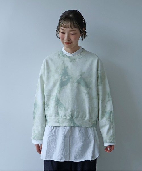 yuni(ユニ )の「●highcount コットン裏毛 ムラ染め short プルオーバー(スウェット・レディース・パープル/グリーン・FREE)」の8枚目の写真