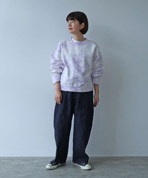 yuni(ユニ )の「●highcount コットン裏毛 ムラ染め short プルオーバー(スウェット・レディース・パープル/グリーン・FREE)」の14枚目の写真