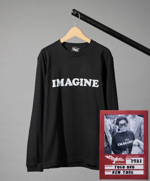 WORN FREE（ウォーンフリー）の「【 WORN FREE / ウォーンフリー 】YOKO ONO IMAGINE L/S TEE（Tシャツ/カットソー・メンズ・ホワイト/ブラック・M/L/XL）」の2枚目の写真