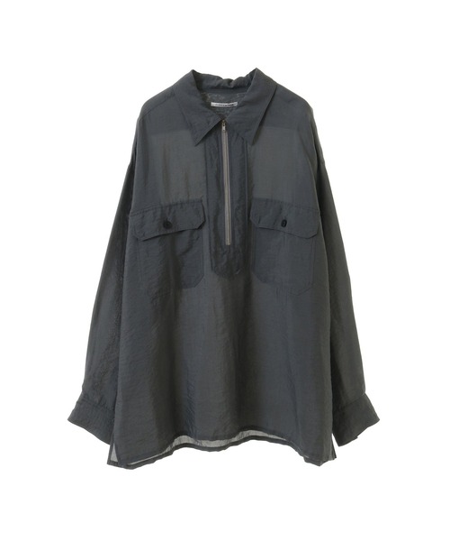 WASHER TAFFETA HALF ZIP SHIRT — рубашка‑оверсайз с молнией, CURRENTAGE