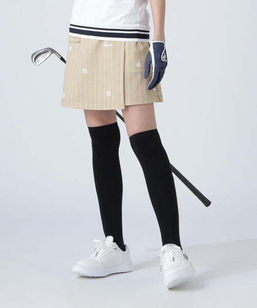 PEARLY GATES ストレッチサッカースカート＜ベースボールロゴ柄＞ PEARLY GATES】Peストレッチサッカースカート ＜ベースボールロゴ柄