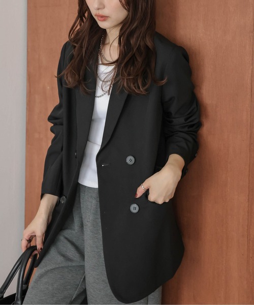 SUGAR BISKET（シュガービスケット）の「ダブル テーラードジャケット（テーラードジャケット・レディース・ブラック/グレー/ベージュ・フリー）」の7枚目の写真