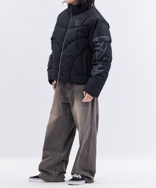 セール】【13】トライバルPuワッペン ショートパファージャケット