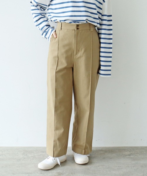 PAR ICI（パーリッシィ）の「綿麻ギャバ ストレートパンツ(セットアップ対応)（その他パンツ・レディース・ネイビー/ベージュ・FREE）」の2枚目の写真