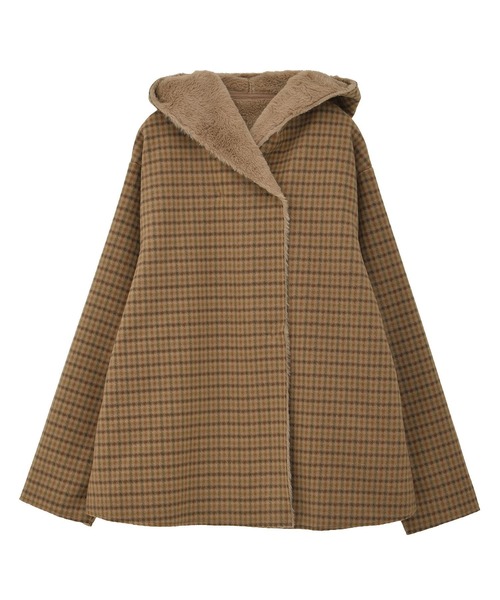 Green　Parks（グリーンパークス）の「フーディガウンコート（その他アウター・レディース・モカ/イエロー/チェック/ライトグレー・FREE）」の12枚目の写真