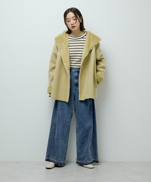 Green　Parks（グリーンパークス）の「フーディガウンコート（その他アウター・レディース・モカ/イエロー/チェック/ライトグレー・FREE）」の14枚目の写真